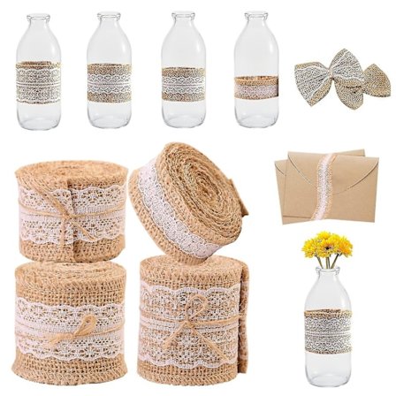 Jutebånd med Blonder, Jutebånd med Blonder, Jutebåndsrulle, Naturhvid Jutebånd med Blonder