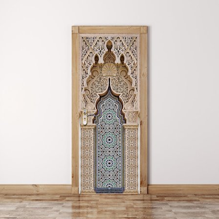 StyleH 77x200cm 3D Dørklistermærke Vinlager Fotovægmaleri Trompe