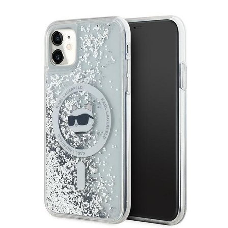 Karl Lagerfeld Liquid Glitter Choupette Head MagSafe-etui for iPhone 11 / Xr - gjennomsiktig