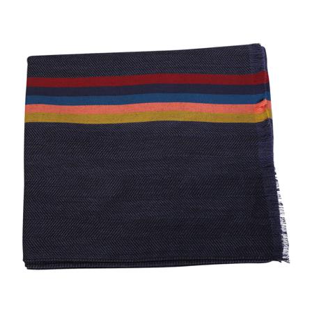 PS By Paul Smith, Cashmere scarf with striped detail by Paul Smith Blauw, Heren, Maat:ONE Size