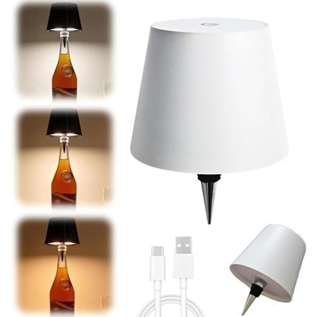 Trådløs LED-flaskelys for vin (hvit)