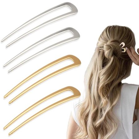 Ranskalaiset U-muotoiset hiusneulat, metalliset hiustikut, 2-haaraiset nutturahiusneulat, Bobby-hiusneulat hiusasusteet naisille ja tytöille 4 kpl