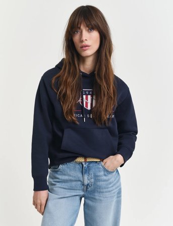 GANT Archive Shield Hoodie - Navy - S