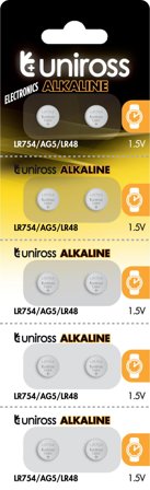 UNIROSS Batteri - LR48 / LR754 - 10 pak blisterko, rt