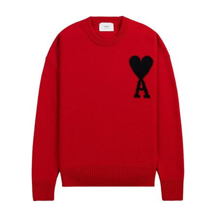 Ami Paris, Round-neck Knitwear Rood, Heren, Maat:M