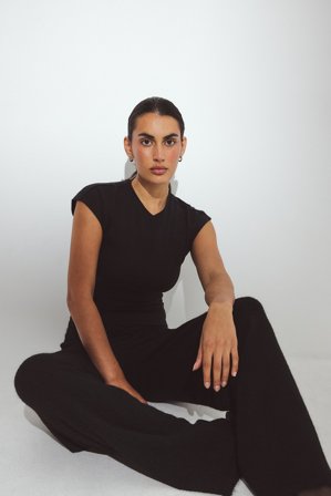 NA-KD Strickhose mit Kordelzug - Strickhosen - Schwarz - L