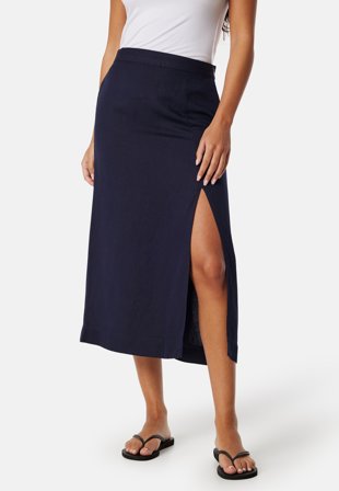 GANT Midi Linen Blend Skirt Navy Klær