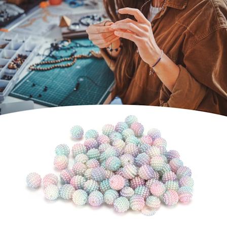 200 st pärlor i pärlemorfärg, gradientfärgade, bubbelformade pärlor med hål för smyckestillverkning och dekoration #1