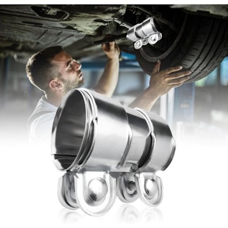 50 mm ruostumattomasta teräksestä valmistettu pakoputken liitin - Universaali pakoputkikiinnike 2 pakoputkikiinnikkeellä (Ø 50 mm / P 95 mm)