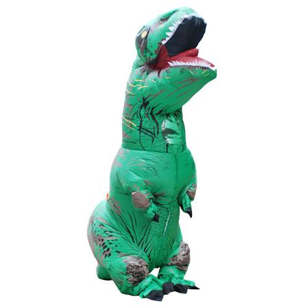 Uppblåsbar Dinosauriekostym Halloween Cosplay Barn Grön Tyrannosaurus Rex