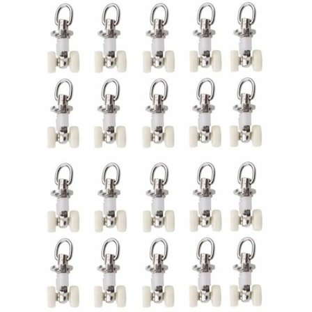 20 Stykker Gardiner Skinne Glidere Skinnehjul Plast Dobbelte Hjul Aluminiumlegering Små