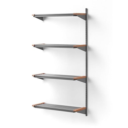 Skoreol JEPPE, 4 hylder, påbygningssektion, sølv/eg, 1790x900x300 mm