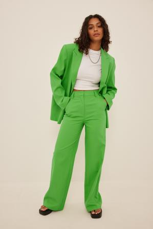 NA-KD Classic Pantalon décontracté en lin mélangé - Sets - Vert - EU 36