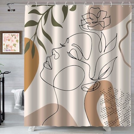 1 stk moderne kunst abstrakt kvinne mønster dusjforheng, muggbestandig, vanntett dusjforheng, 180 x 180 cm
