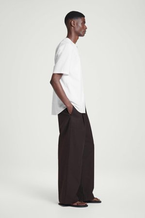 COS Men's Collarless Pima Cotton Shirt in White