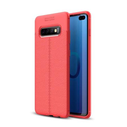 Samsung Galaxy S10 Plus - Litchi Läderskal - Röd Red Röd