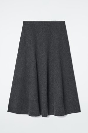 COS Women's Boiled Wool Midi Skirt in Grey