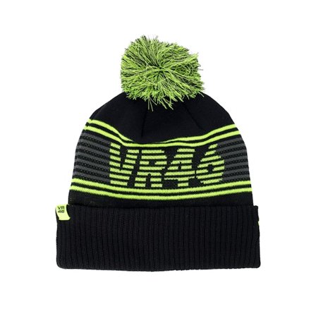 New Era - VR46 Recycled Sport Knit Black Pom Pom Black Beanie - Motor @ Hatstore