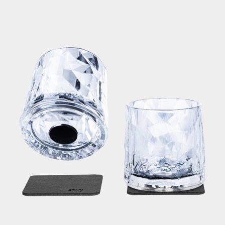 Magnetic plastic glass Silwy Magnetic Plastic Glass Tumbler, transparent, 25 cl, 2-pack + magnetic coasters