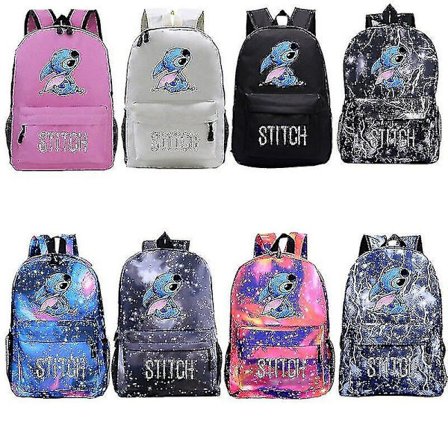Unisex Tegneserie Stitch Trykk Ryggsekk Student Skolesekk Reiseveske_x[HK]