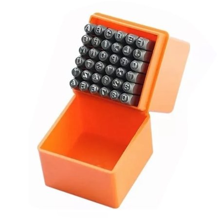 37 stk Stålstempel Sæt 26 bogstaver 9 tal 1 symbol 1 hjerteform bærbar læder metal stempelstans