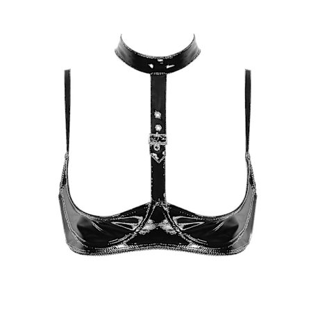 Naisten Wet Look -kiiltonahka-alusasu, riimukaula-aukko, säädettävä sp