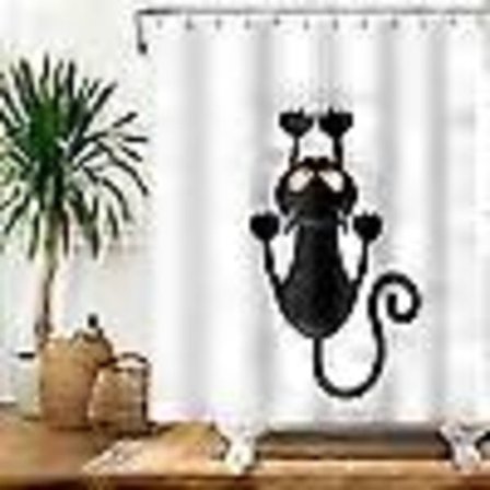 Morsomt dusjforheng med katt, vanntett dusjforheng med dyreprint