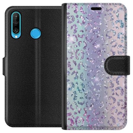 Yhteensopiva Lompakkokotelo Huawei Huawei P30 lite Glitter Leopard