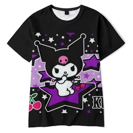Barn Tonåring Kuromi T-shirt Kortärmad Rund Hals Tee Cartoon Casual Toppar Sommar B 160cm