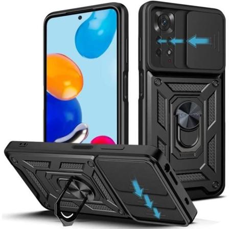 Etui til Redmi Note 11 Pro Sort Anti-ridse Ring Ryg Stødsikker, hård, stiv Svart