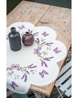 Stickpackung Tischdecke rund Lavendel