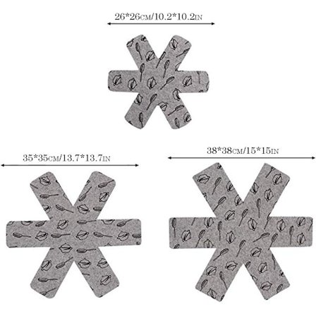 12-delars set med 3 storlekar gryta och pannskydd, kokkärlskydd, pannavskiljare halkskydd