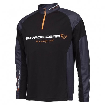 Savage Gear Tournament Gear Shirt 1/2 Zip, Black Ink - L