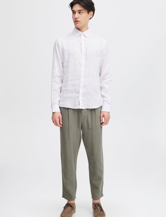 Casual Friday Cfanton Bd Ls Linen Shirt - White - XL