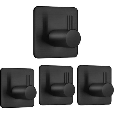 4-pak selvklæbende kroge, håndklædekroge, rustfri vægkroge til badeværelse og køkken