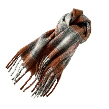 Trendig Unisex Rutig Lång Halsduk Varm Mjuk Sjal Omlott För Utomhusaktiviteter Allmatchande Halsduk med Tofsar