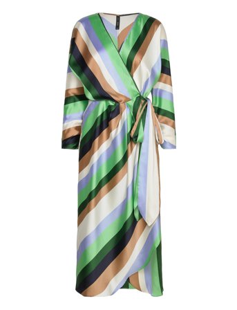 Striped Satin Dress Beige Mango