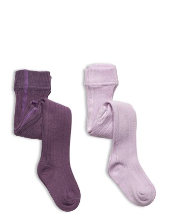 Stocking - Solid Rib 2-Pack Purple Minymo