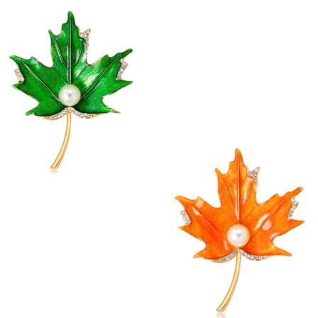 2 Stycken Legeringsbrosch Med Oljedrypande Lönnlöv För Kvinnor
