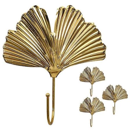 4 kpl Seinätaidekoukku Pohjoismainen Tyyli Ginkgo-lehtikoukku Kotitalouksien Koristeellinen Takki Koukku Yhteensopiva Hatun Avaimen Huivin Kanssa