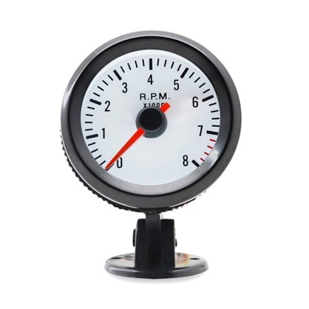 2 Tommer 52mm Svart Sirkulær Blått Lys Turteller Måler for Bil 0-8000/Min for 1 Sylinder LED