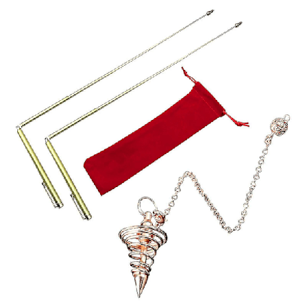 4st Energi Healing Mässing Upptäck Guld Verktyg Slagruta Set Med Pendel Hänge