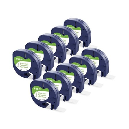 10 kpl 91200 91330 Etikettiteipin täyttönauha yhteensopiva Letratag Plus Lt100h Lt100t Qx50 Täyttönauhat Musta valkoisella