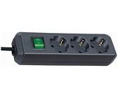 Brennenstuhl Eco-Line mit Schalter 3-fach schwarz 3m Kabel r