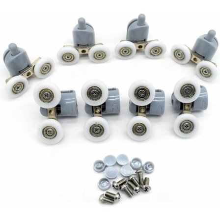 8-pack med dubbla duschdörrrullar, 23 mm diameter, reservdelar för badrum