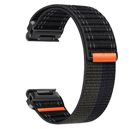 Klockarmband i nylon för Garmin Fenix 8/567X/pro/Epix 935/965 Black+Grey 22 mm