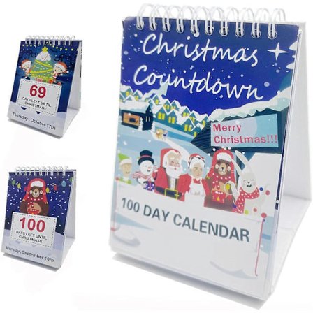 100 Dages Jule Nedtællingskalender 2024, Jule Nedtællingskalender, Skrivebords Adventskalender til Hjemmekontor Værelsesindretning, Jule 