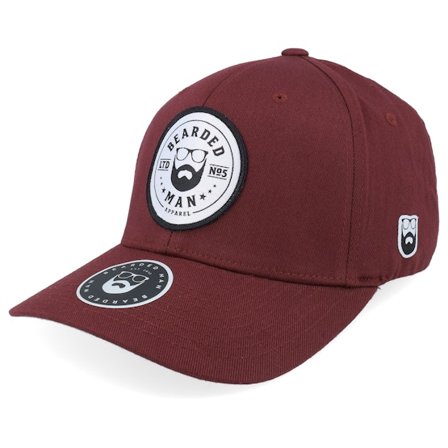 Bearded Man - Rouge flexfit Casquette - Beard Logo R Wooly Combed Maroon Flexfit @ Hatstore