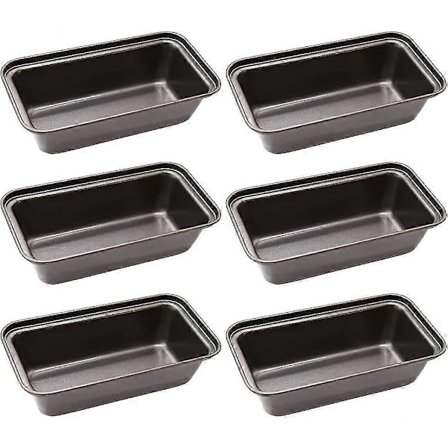Brødform, 6 stk. Non-stick Mini Brødformsett og Brødform, Karbonstål Brødform for Brød, Kaker, Quiche og Brownies