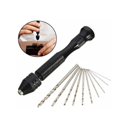 11-delad Mini Rotationsverktygssats Aluminium Handborr Set Vridborr Borr Smyckesmakare Valnötsskapare Hobbyhantverk